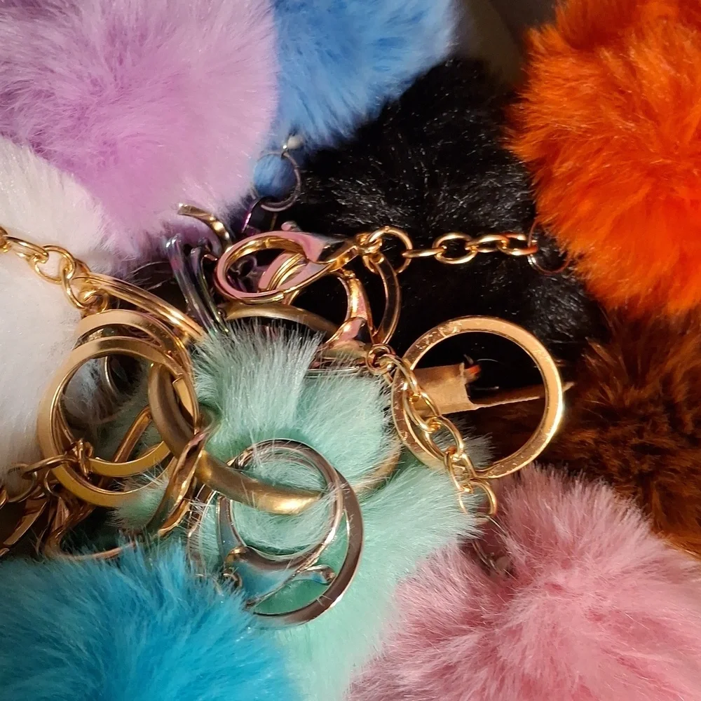 Pom Pom Keychain Bag Charm Handmade By Me Pick A Color 3